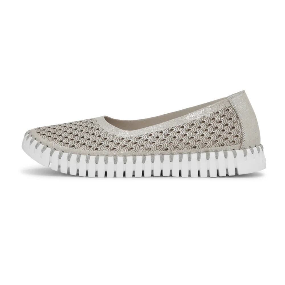 Ilse Jacobsen Women's Silver Tulip Slip On Flat Shoes EU 40 Size 9.5